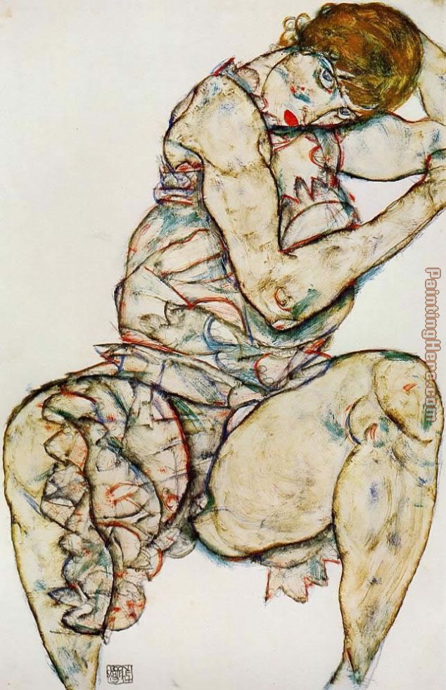 Seated Woman with Her Left Hand in Her Hair painting - Egon Schiele Seated Woman with Her Left Hand in Her Hair art painting